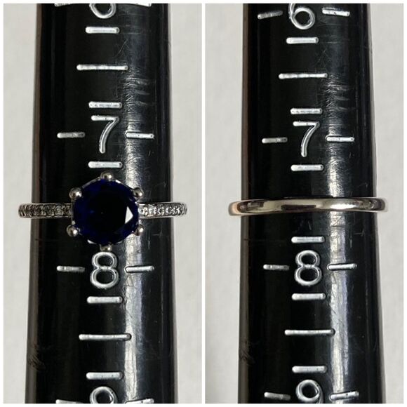 925 Solitaire Ring with Blue Crown-Set CZ - Picture 9 of 11